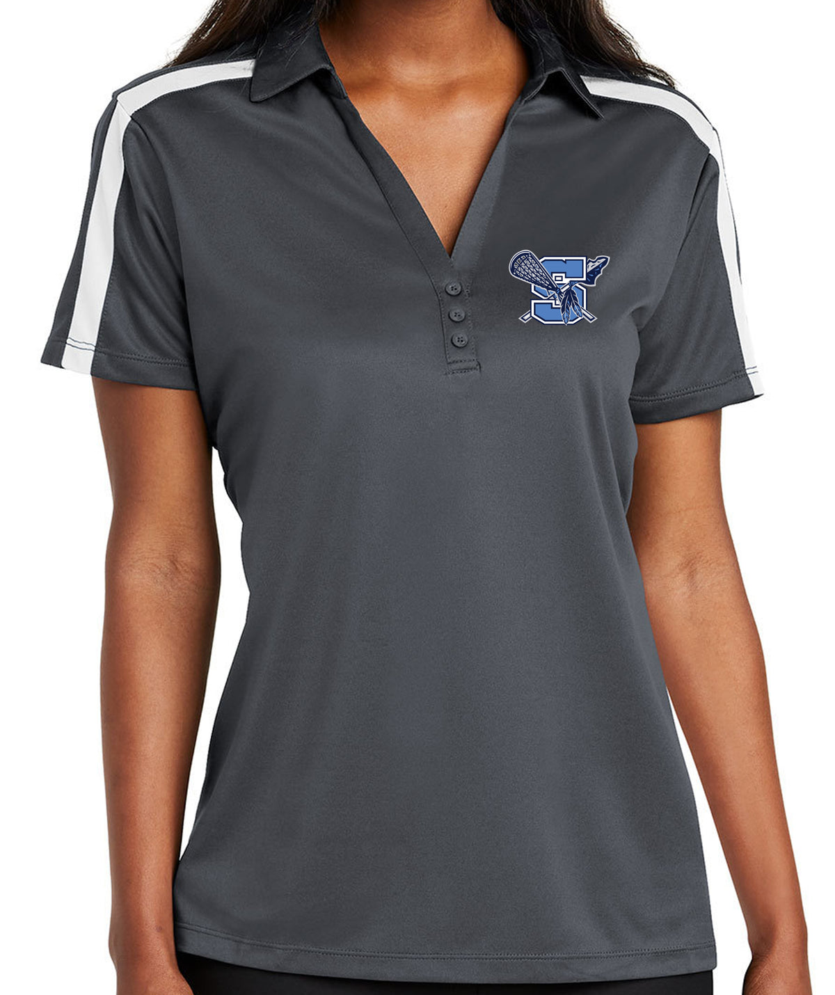 Warriors Lacrosse Ladies Silk Touch Performance Colorblock Stripe Polo
