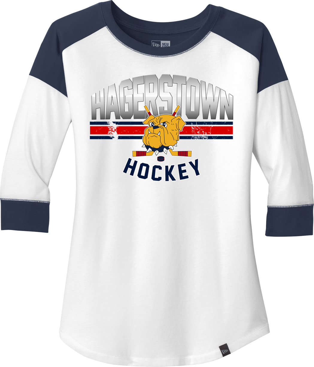 Hagerstown Bulldogs Hockey NewEra Ladies Heritage Blend 3/4-Sleeve Raglan Tee