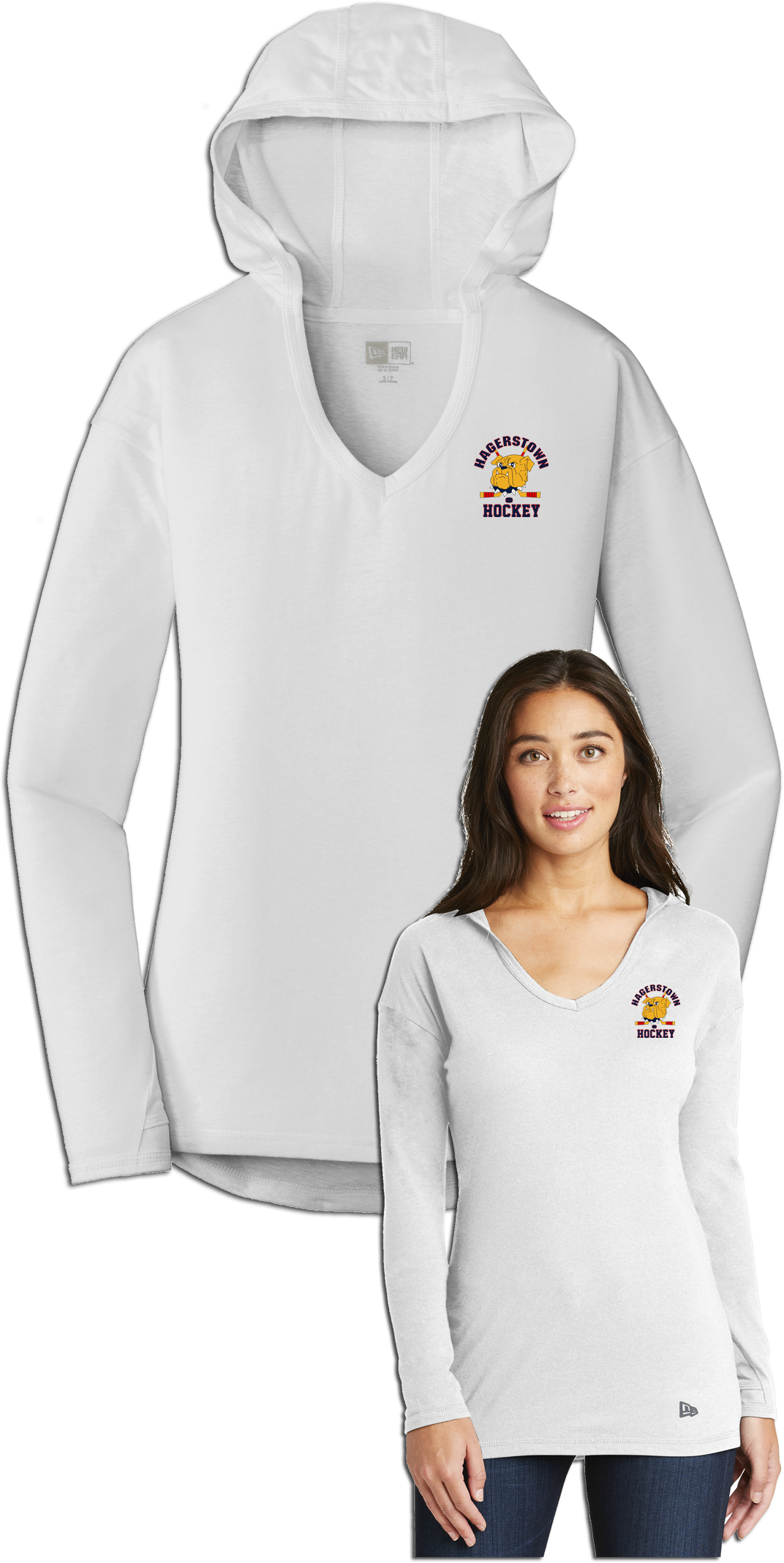 Hagerstown Bulldogs Hockey Ladies Tri-Blend Performance Pullover Hooded Tee