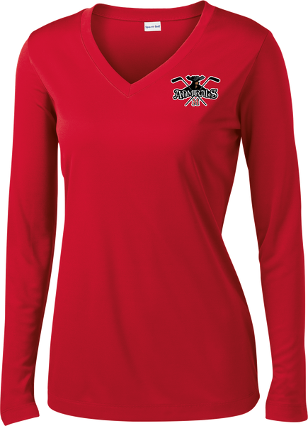 Admirals Hockey Ladies Long Sleeve V-Neck Competitor Tee