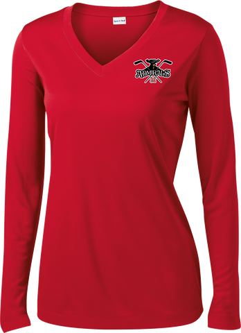 Admirals Hockey Ladies Long Sleeve V-Neck Competitor Tee