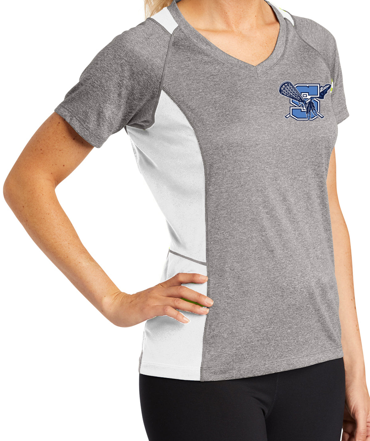 Warriors Lacrosse Ladies Colorblock Contender V-Neck Tee