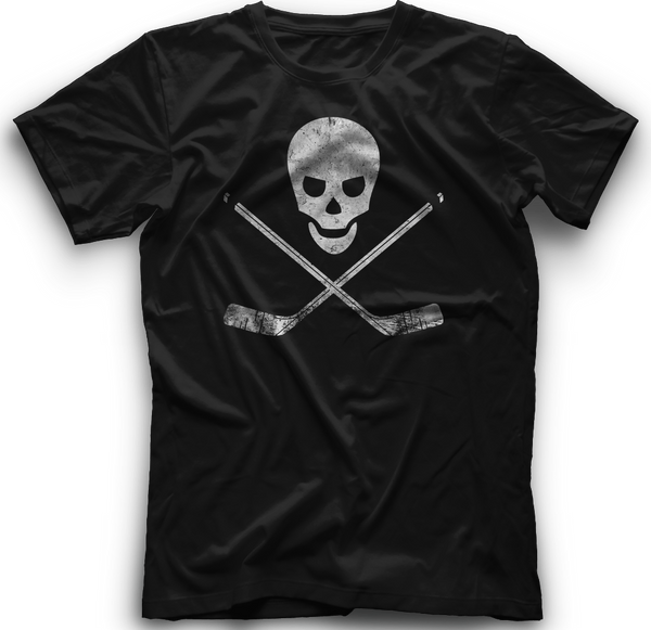Skull and Cross Sticks T-Shirt  BLACK