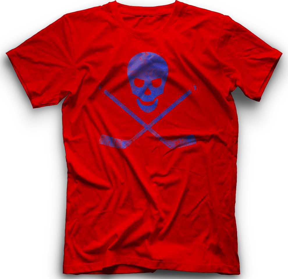 Skull and Cross Sticks T-Shirt RED