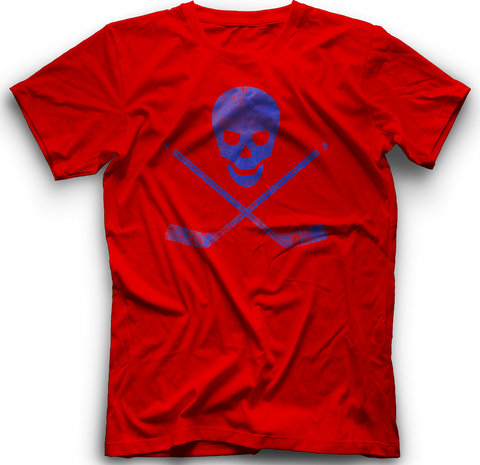 Skull and Cross Sticks T-Shirt   RED