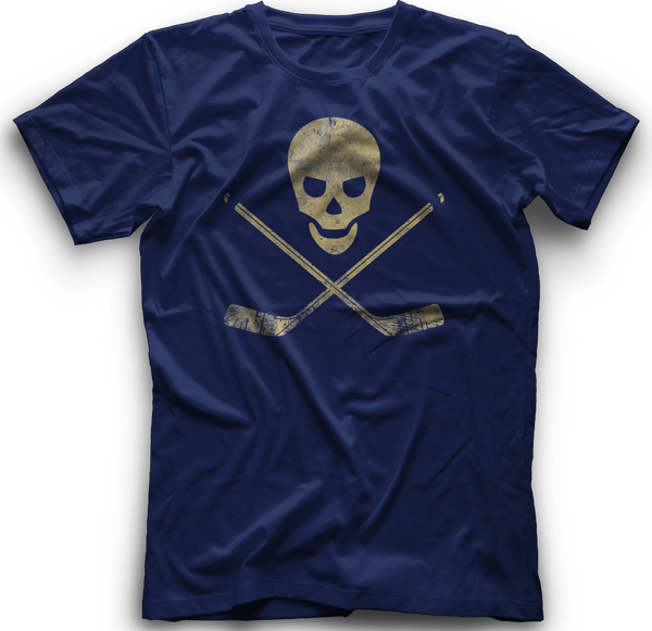 Skull and Cross Sticks T-Shirt   NAVY