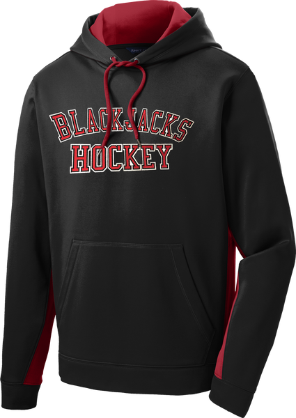 Blackjacks Hockey Twill Sport-Wick Fleece Colorblock Hoodie Includes Player #