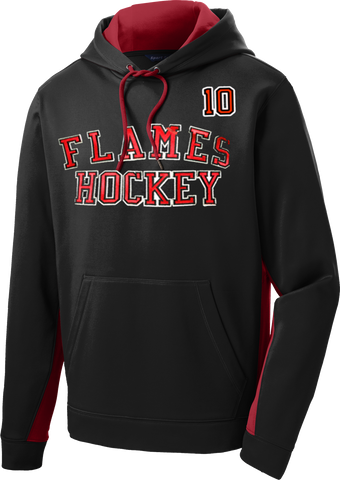 Gulf Coast Flames Twill Sport-Wick Fleece Colorblock Hoodie Includes Player #