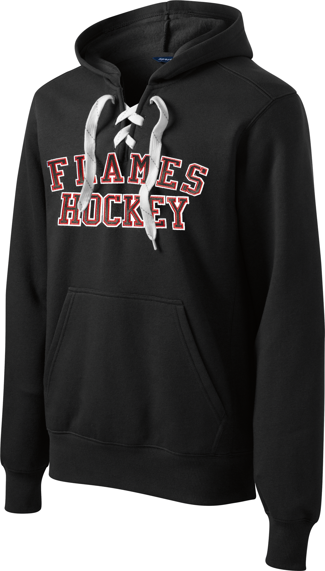 BLACK Custom Team Twill Block Lace-Up Hoodie