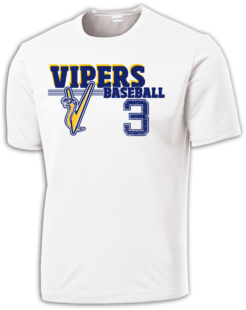 Vipers Baseball Old Time Dri Fit T Shirt w Player Number Direct