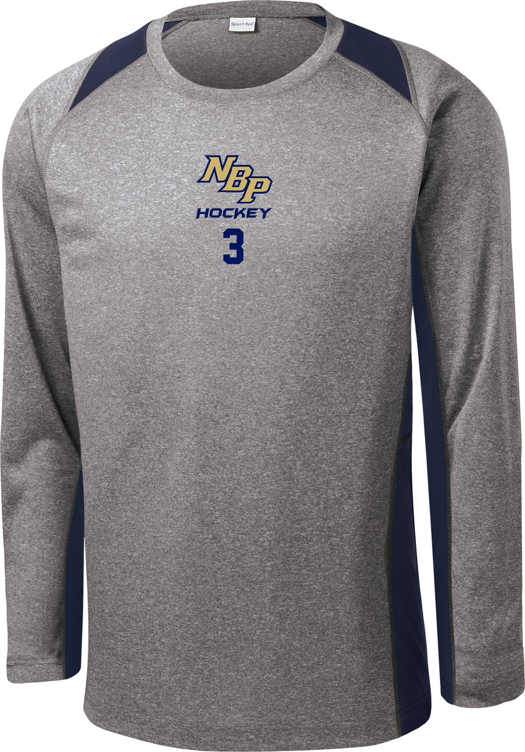 North Broward Long Sleeve Heather Colorblock Contender Tee w/ Player Number