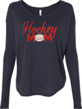Hockey Mom Red Glitter Ladies Flowy Long Sleeve Tee