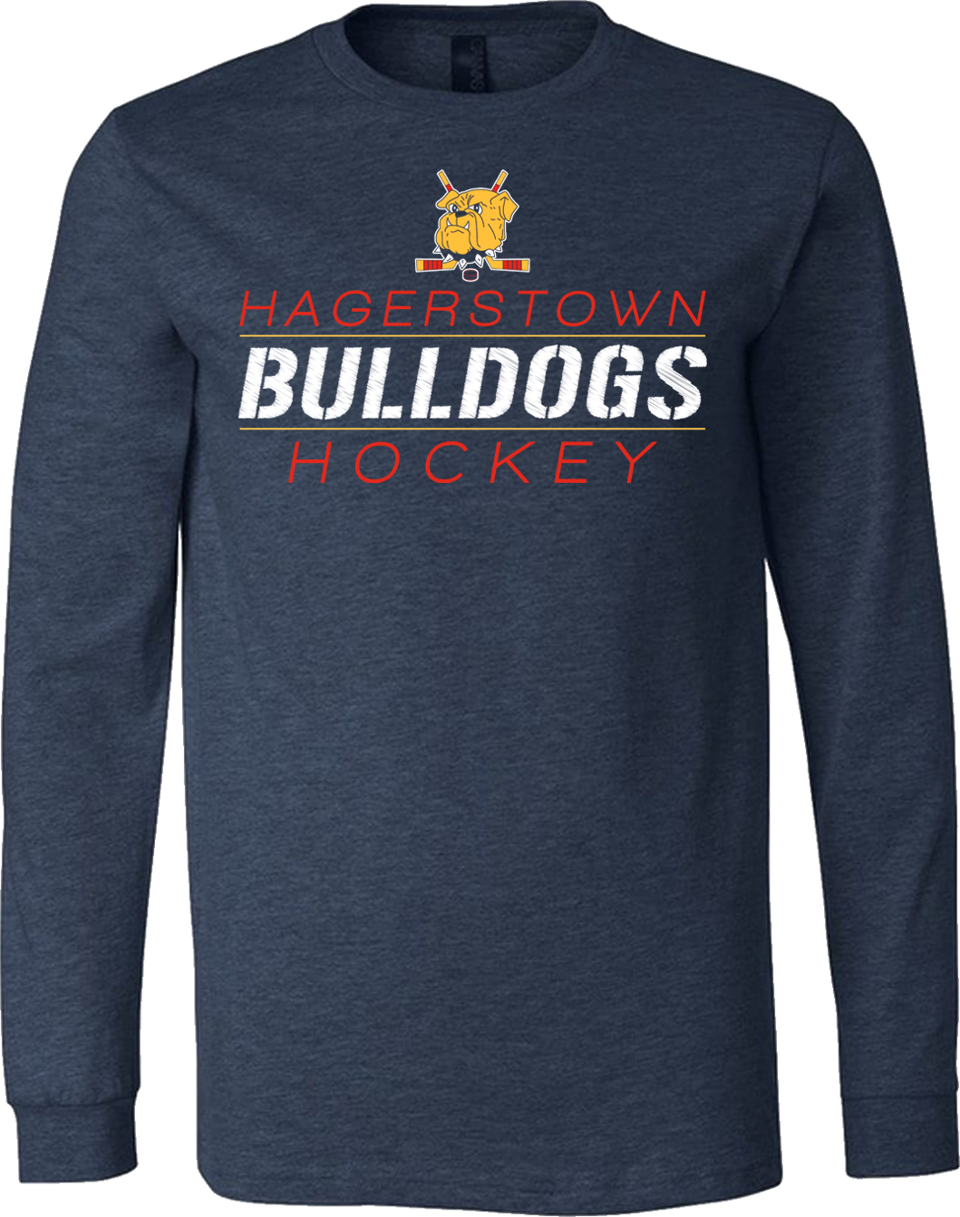 Hagerstown Bulldogs Hockey Between the Lines Long Sleeve T-Shirt