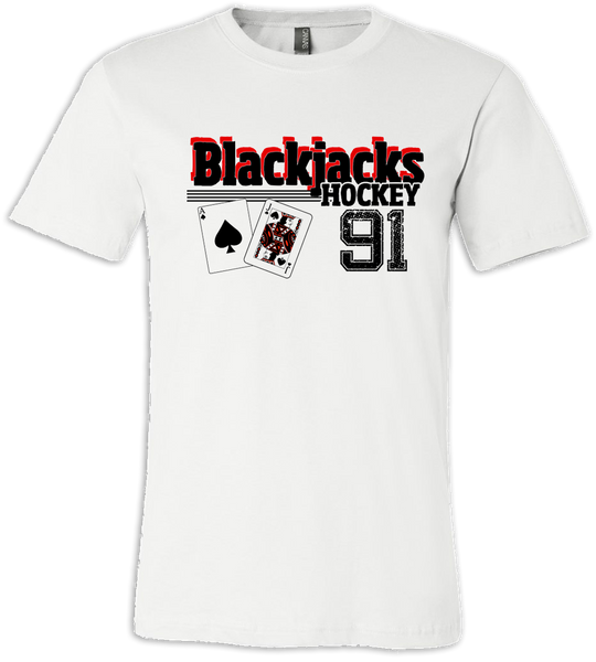 Blackjacks Hockey Old Time T-shirt with Player Number