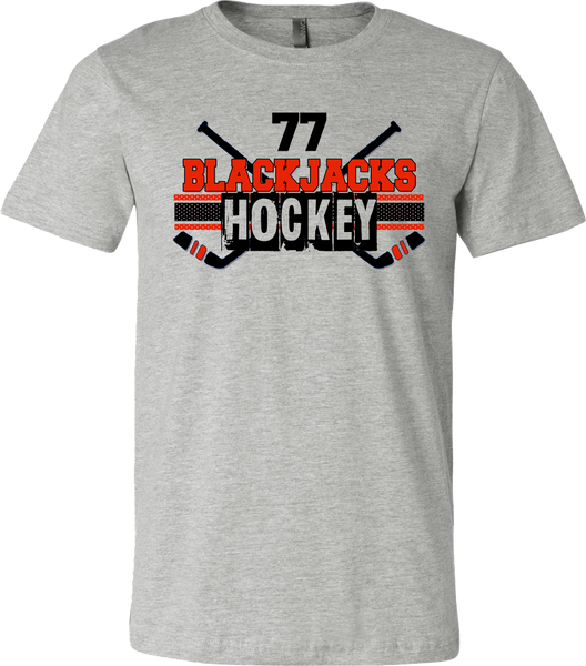 Blackjacks Hockey Cross Check T-shirt with Player Number