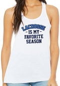 Warriors Lacrosse Is My Favorite Season Ladies Bella Flowy Racerback Tank
