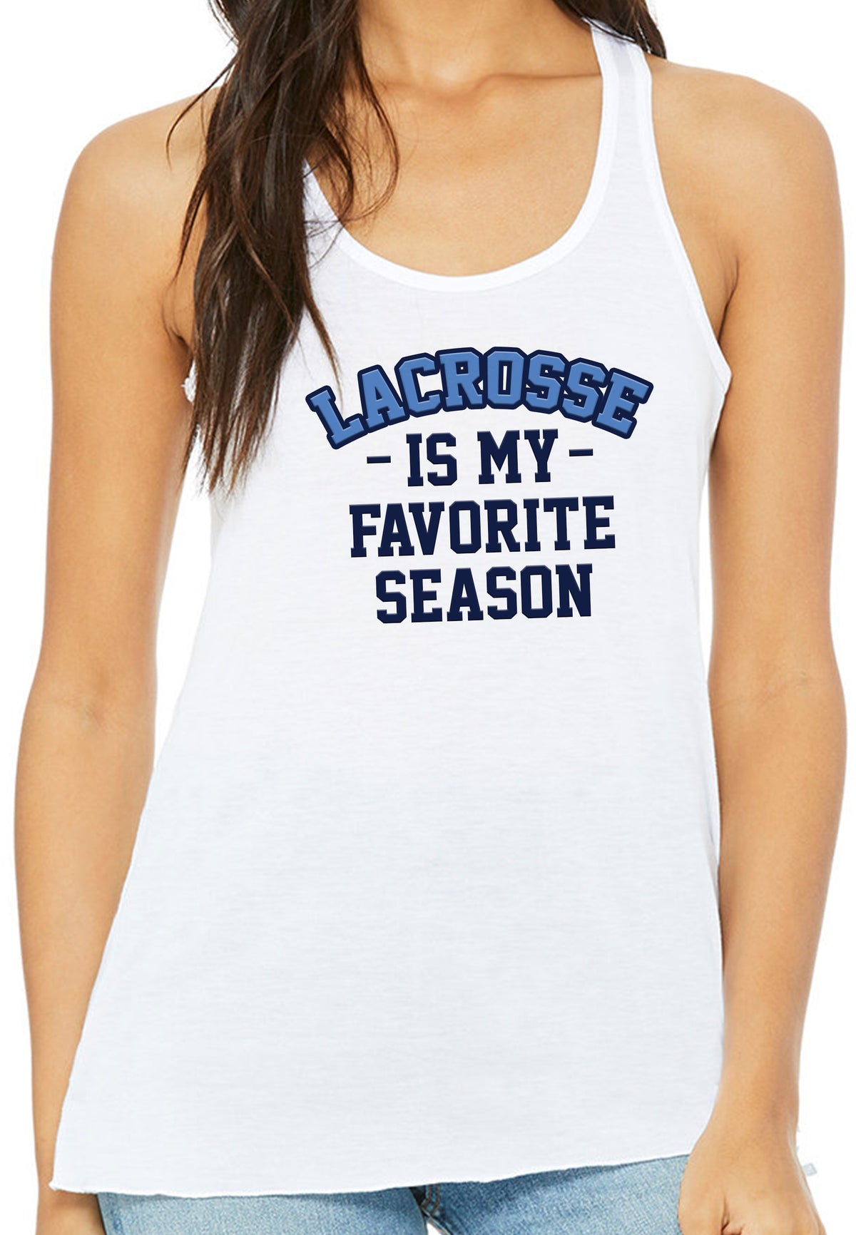 Warriors Lacrosse Is My Favorite Season Ladies Bella Flowy Racerback Tank