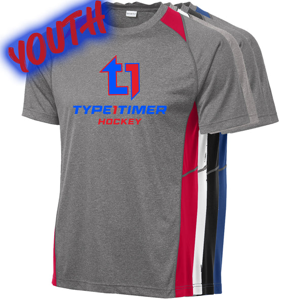 Type 1 Timer Hockey YOUTH Heather Colorblock Contender Tee