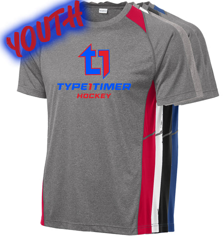 Type 1 Timer Hockey YOUTH Heather Colorblock Contender Tee