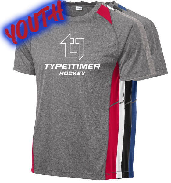 Type 1 Timer Hockey YOUTH Heather Colorblock Contender Tee