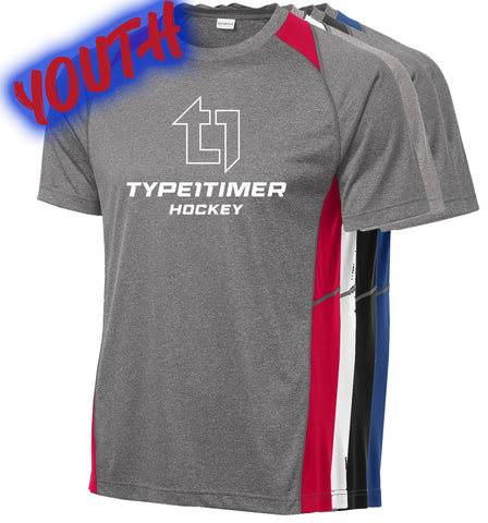 Type 1 Timer Hockey YOUTH Heather Colorblock Contender Tee