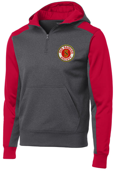 Red Raiders Hockey Colorblock 1/4-Zip Hooded Sweatshirt