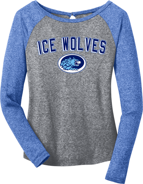 Ice Wolves Block Microburn Long Sleeve Raglan Tee