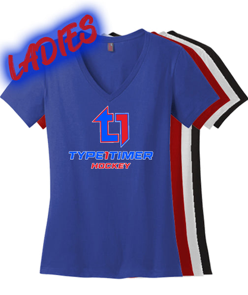 Type 1 Timer Hockey LADIES District Perfect Weight V-Neck Tee